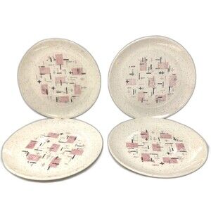 Metlox Tickled Pink 6" Bread Plates Vernon Ware 50s Dinnerware MCM Set of 4